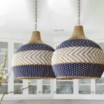 Blue Rattan Pendant Light Handmade Unique Round Lamps Luminatura (7)
