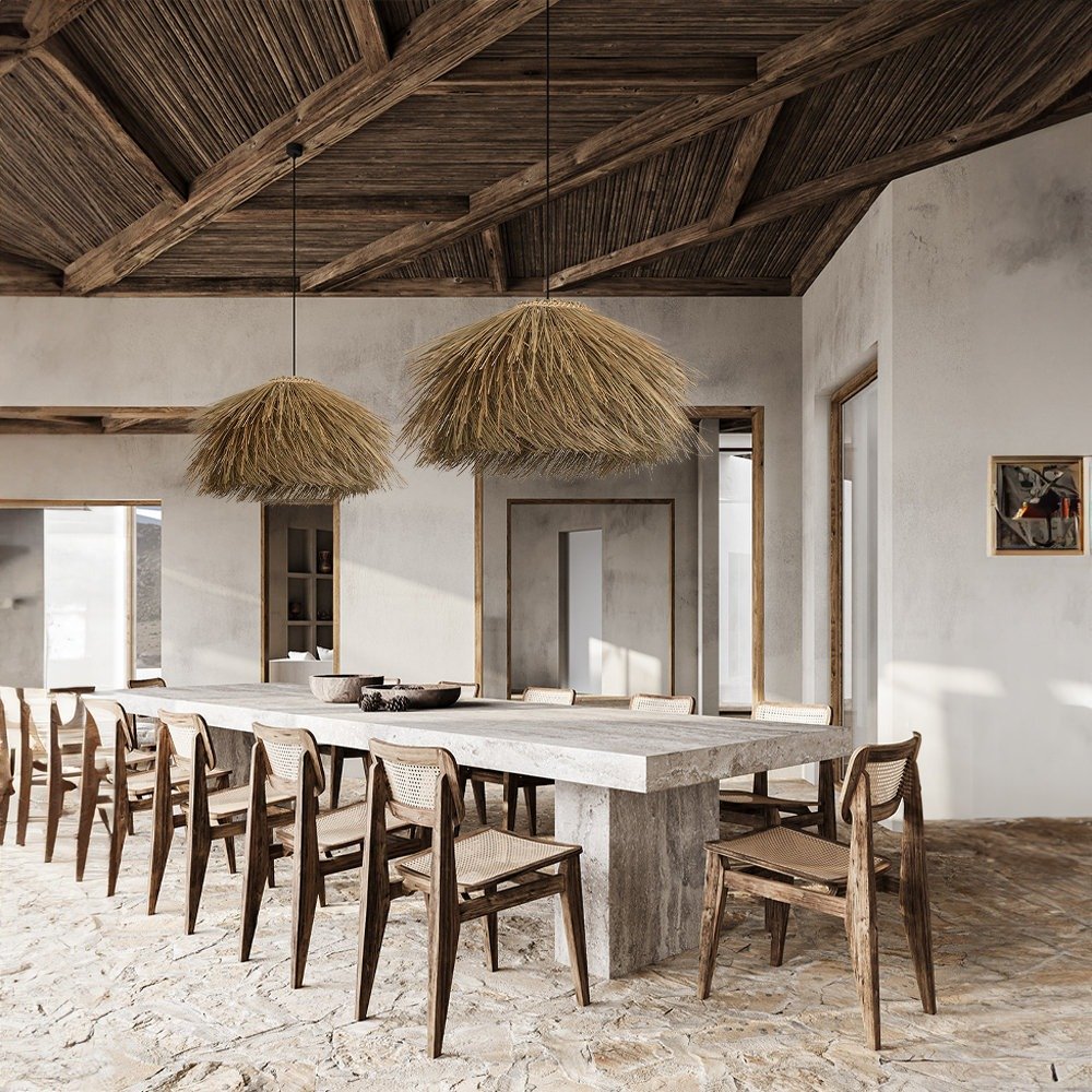 Vintage Japanese-Style Hanging Grass Lamp